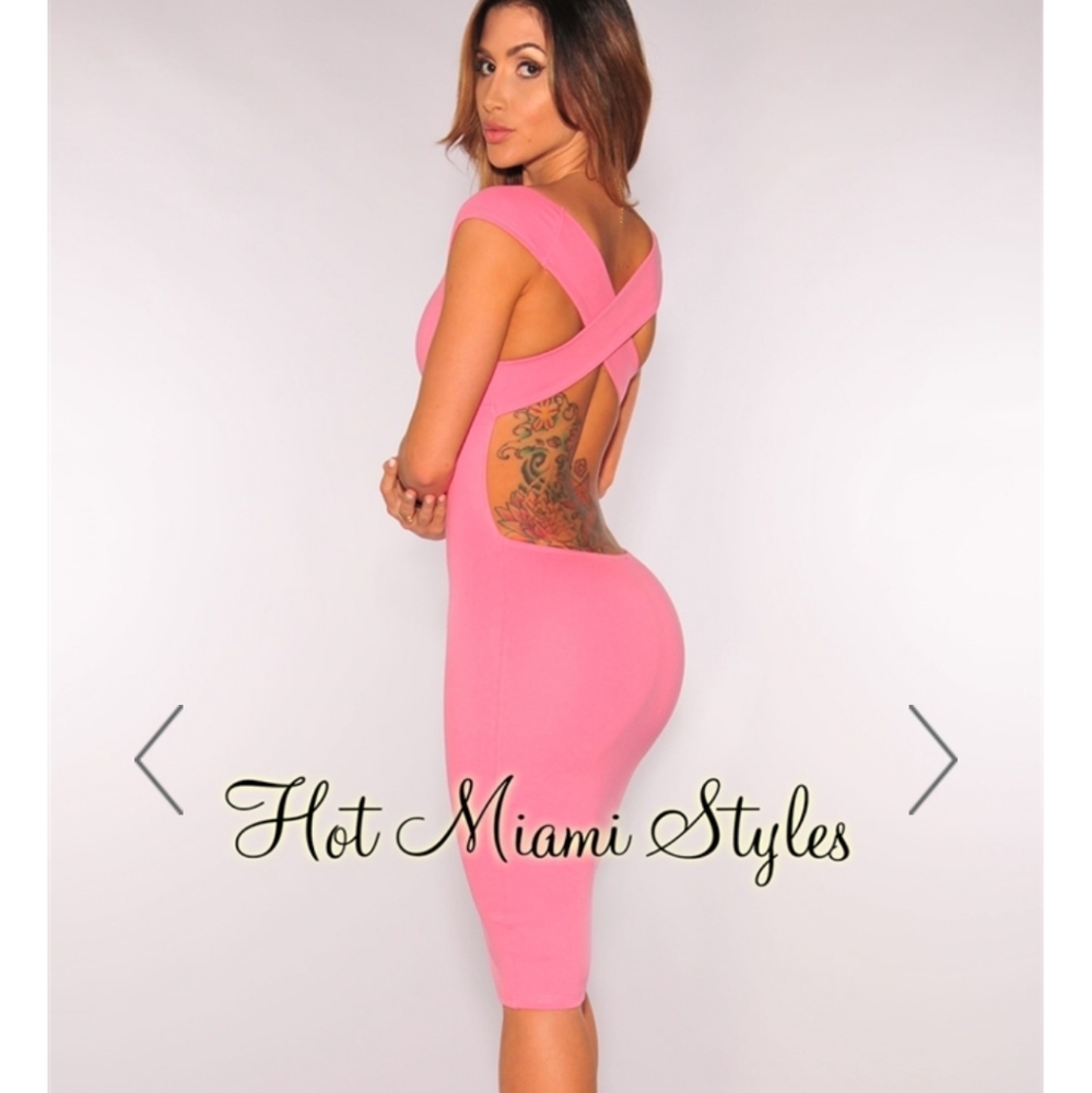 Hot Miami Styles watermelon pink dress